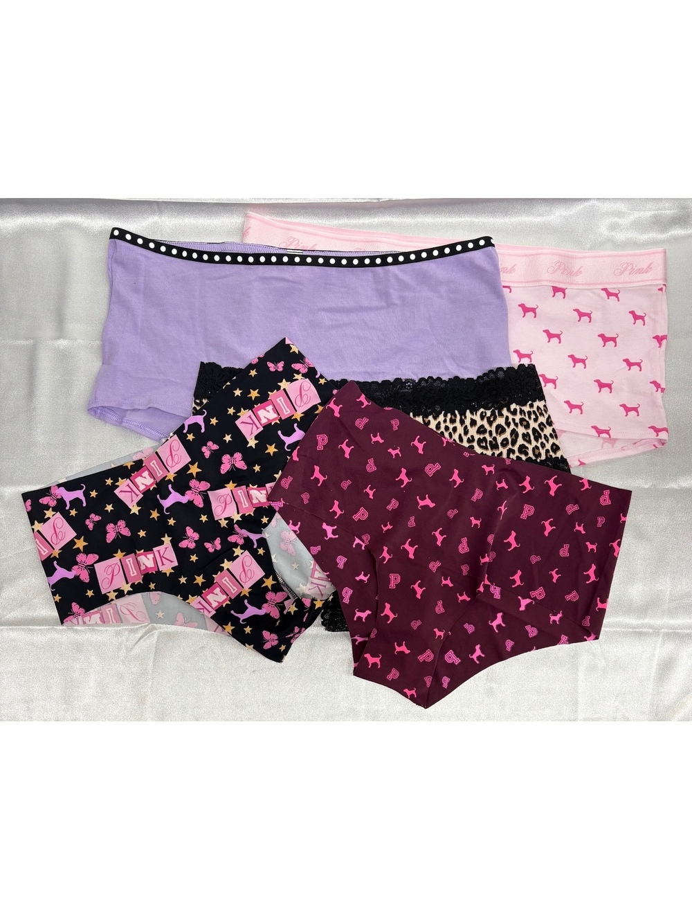 Victoria’s Secret PINK Lot Of Five Multicolor Panties Size M NWT